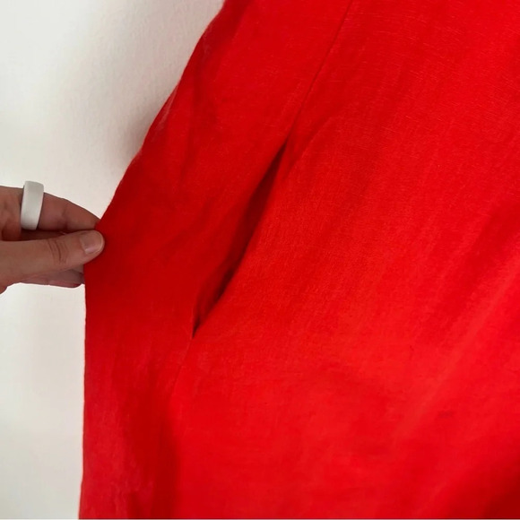 Eileen Fisher 100% Irish Linen Red MIDI Dress Size M - Picture 2 of 6